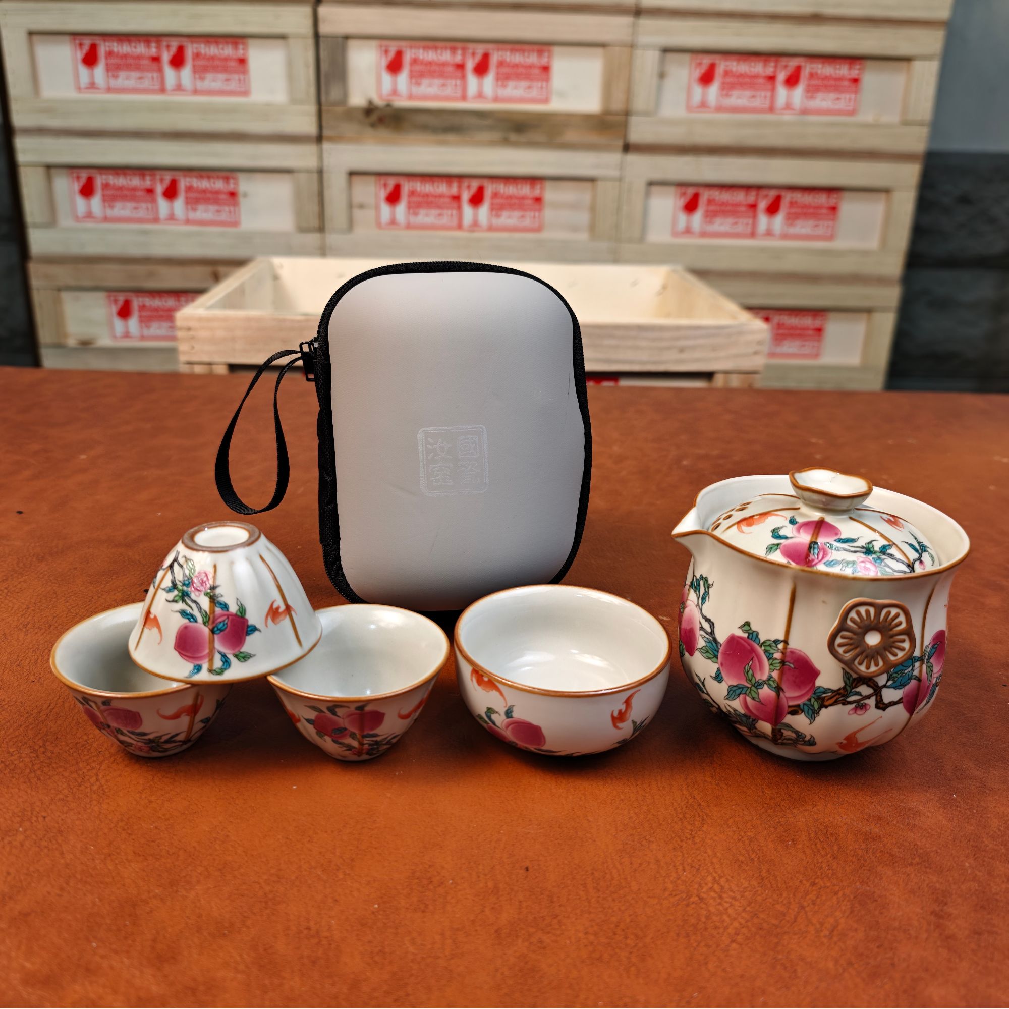 五福九桃一壶四杯旅行茶具1112