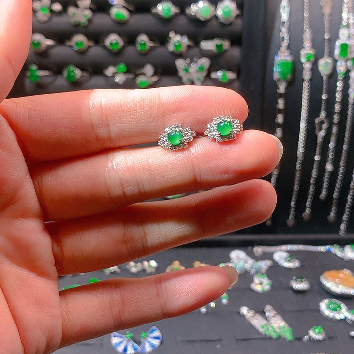 翡翠戒指银S925镶嵌耳包