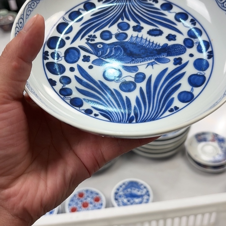 瓷片青花鱼藻大胡乘景德镇