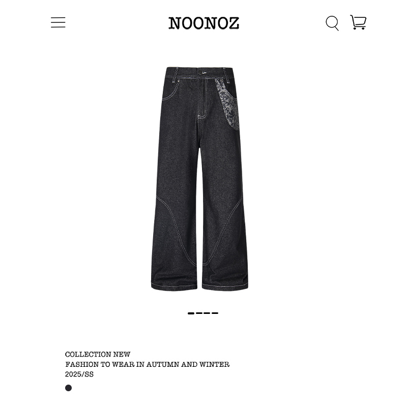 NOONOZ潮牌高街美式丹宁色蛇纹解构牛仔裤男垂感窄版微喇叭裤子
