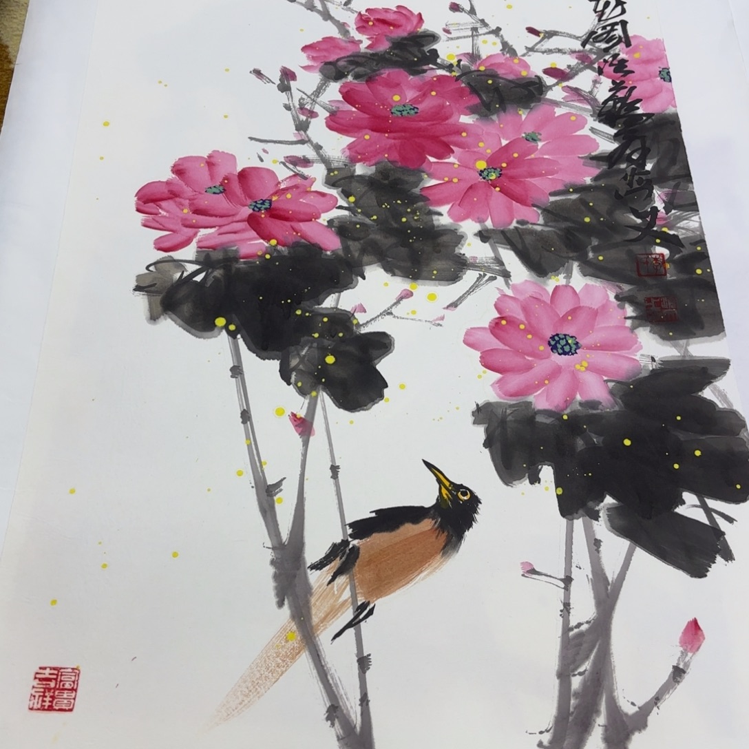 国画李海文四尺三开童