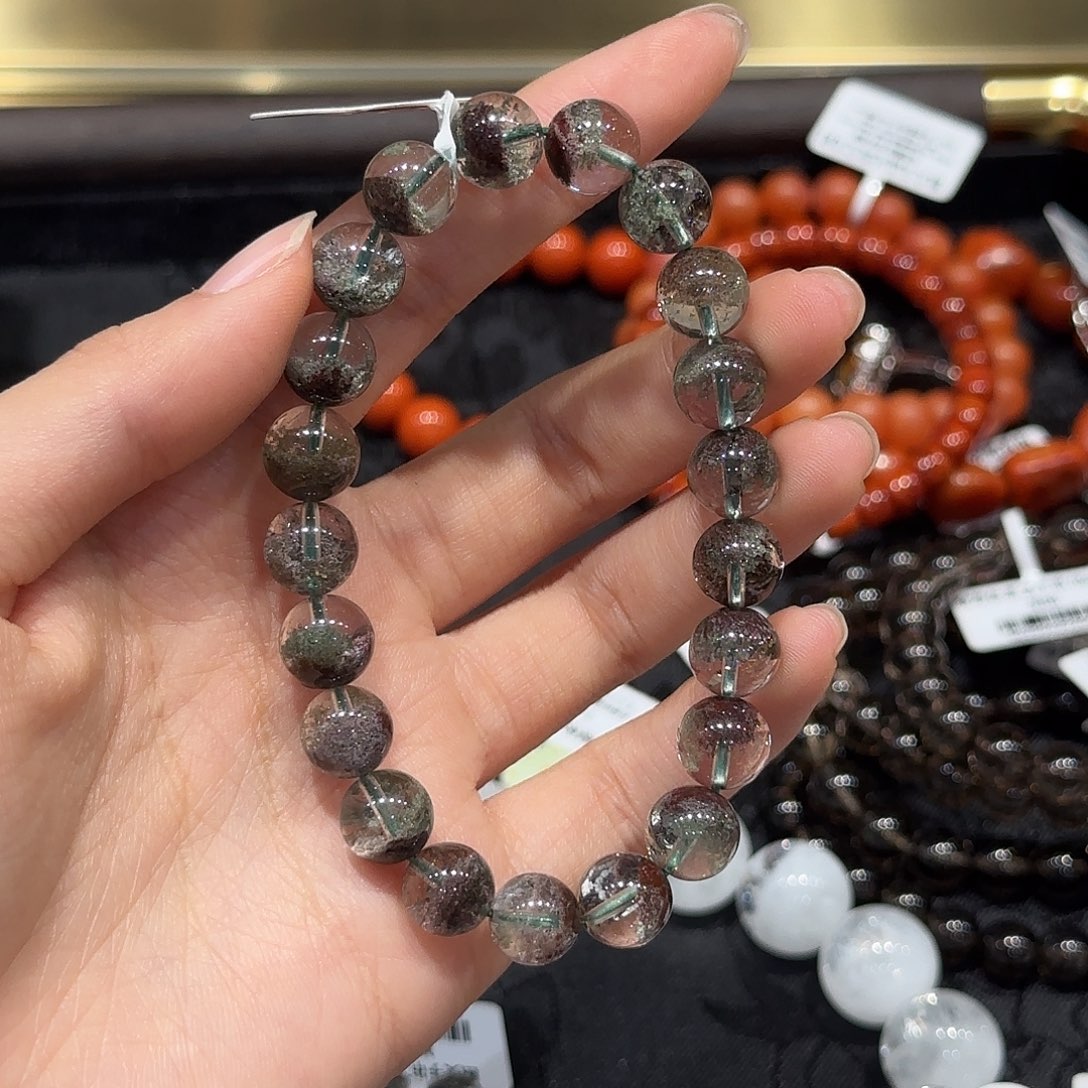 水晶手串未镶嵌红绿幽灵透体