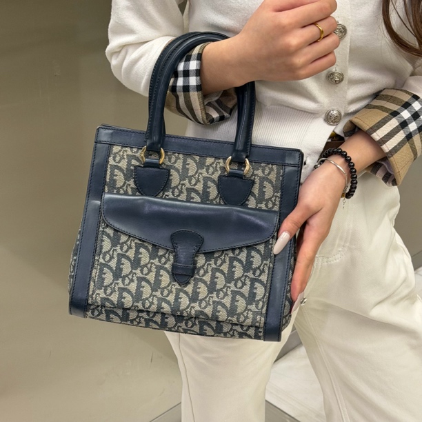 95新 DIOR/迪奥 经典老花刺绣琴谱托特单肩包