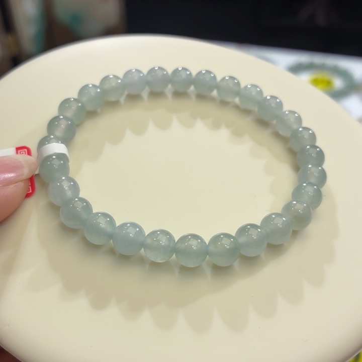 翡翠未镶嵌手链冰胶蓝紫卡6.8