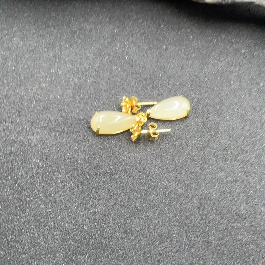 BY0116FHLZ标04 和田玉水滴耳饰