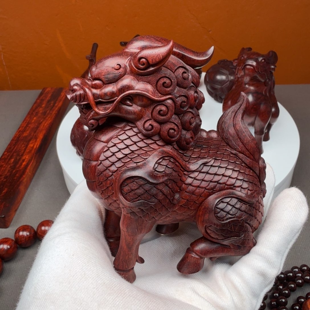 钙***干手串/手链小叶紫檀琴料麒麟顶货湘工石争收藏品