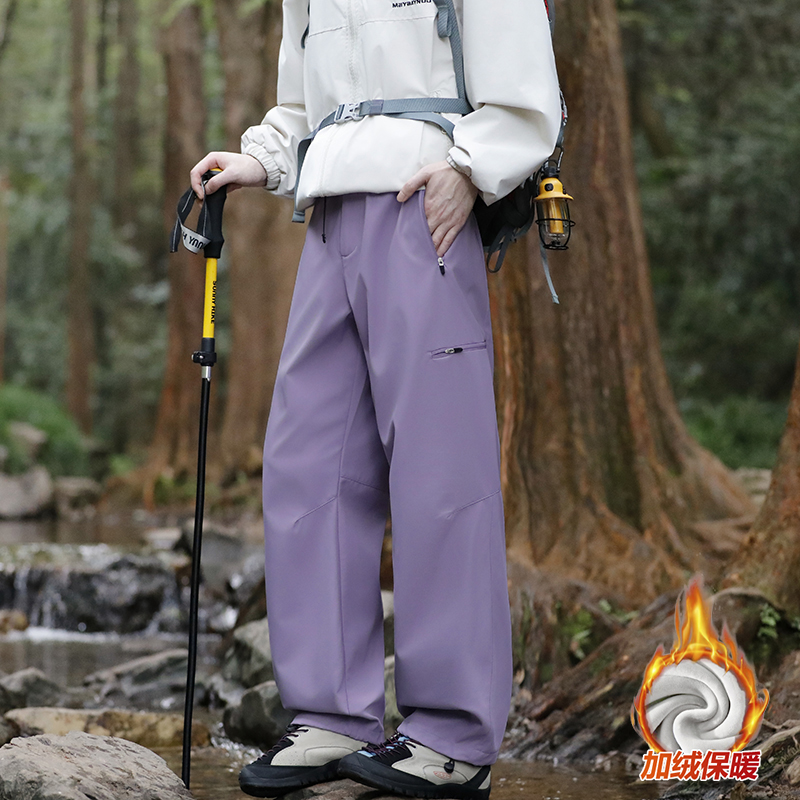 东北哈尔滨滑雪加绒加厚保暖摇粒绒男女冬防风防水冲锋裤防寒棉裤