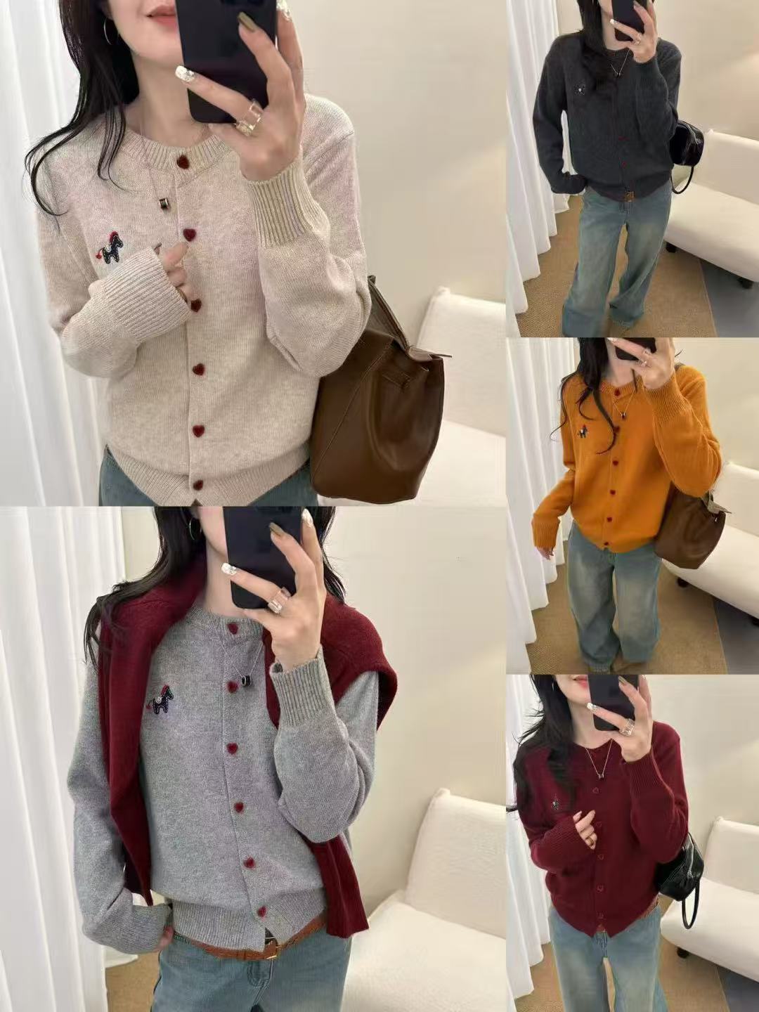 【鑫绒毛衣】女毛针织衫冬季开衫纯色刺绣百搭毛衫针织厚款秋冬A125