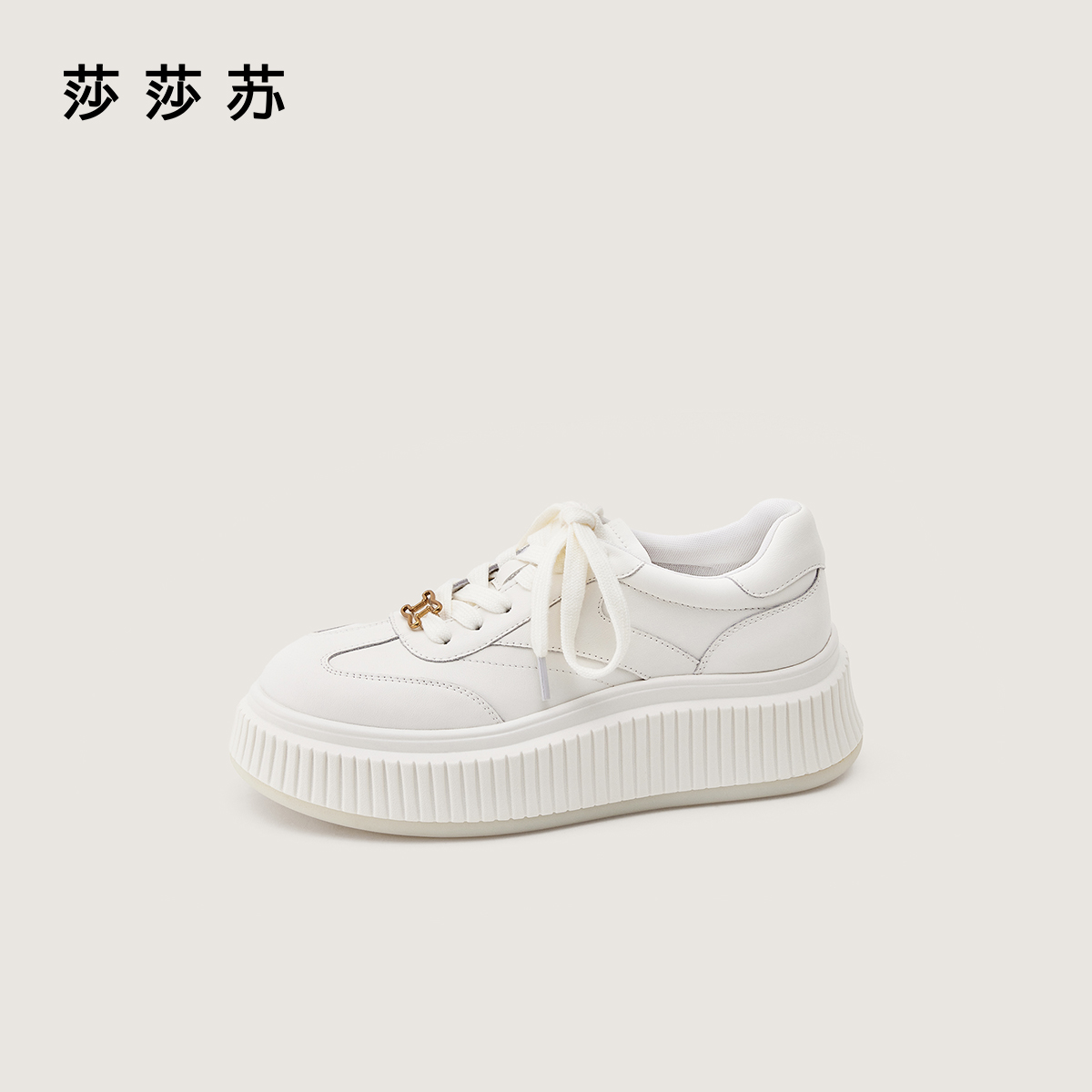 莎莎苏美式鞋子流光风透气百搭时尚休闲厚底增高小白鞋ZA65384-40