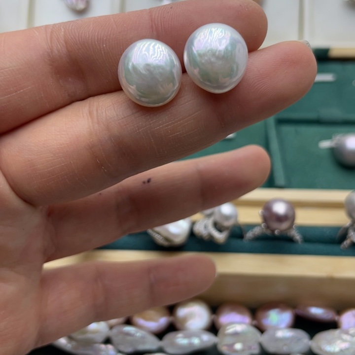 淡水珍珠耳饰银S925镶嵌