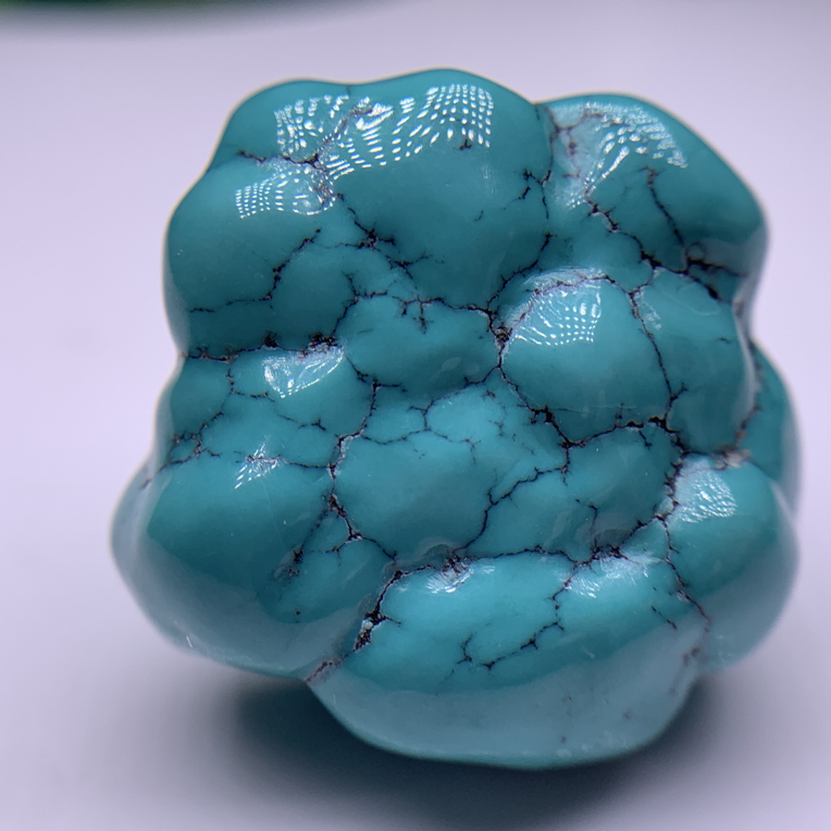 （何姐绿松石）原矿瓷釉级玉化蓝料随型，29.2×29.5×17.5mm重23.4克