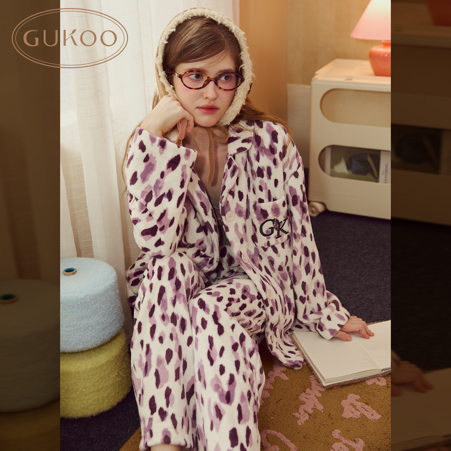 【Gukoo果壳】睡衣女2025冬季睡衣女毛绒加厚家居服套装保暖可外穿