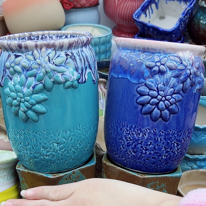 多肉绿植陶瓷花盆9.9包邮，有孔