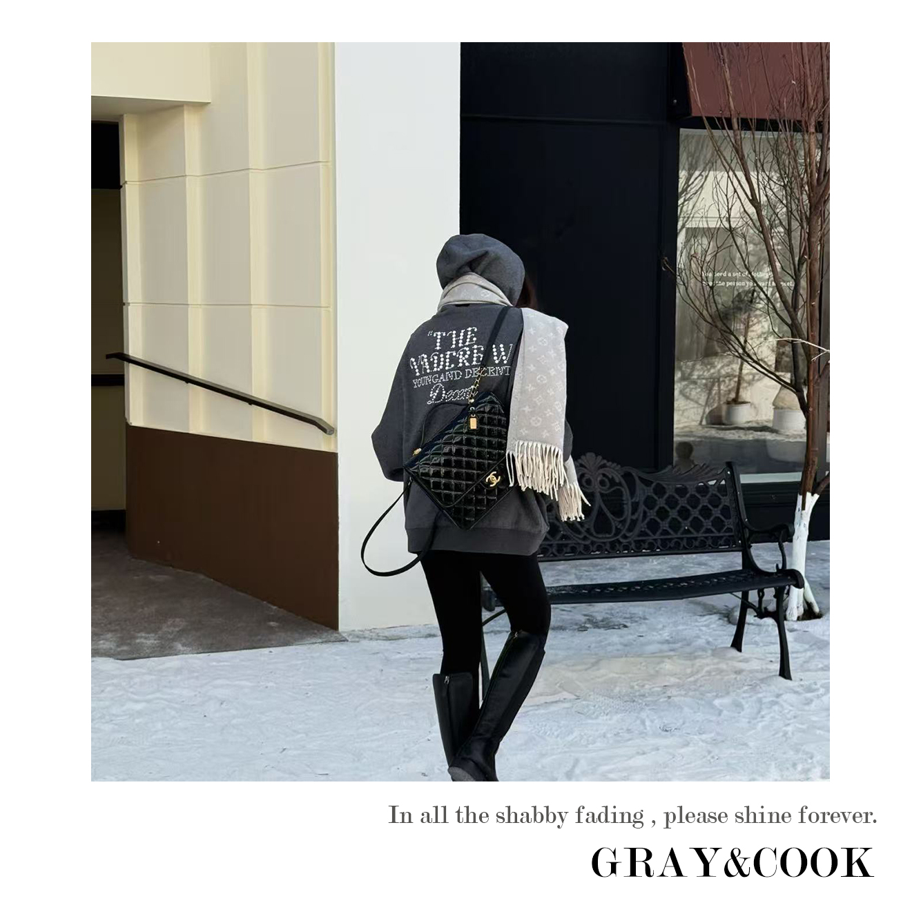 GRAY&COOK【THE】 陶瓷仿珍珠加绒卫衣连帽衫上衣女装ZC0007