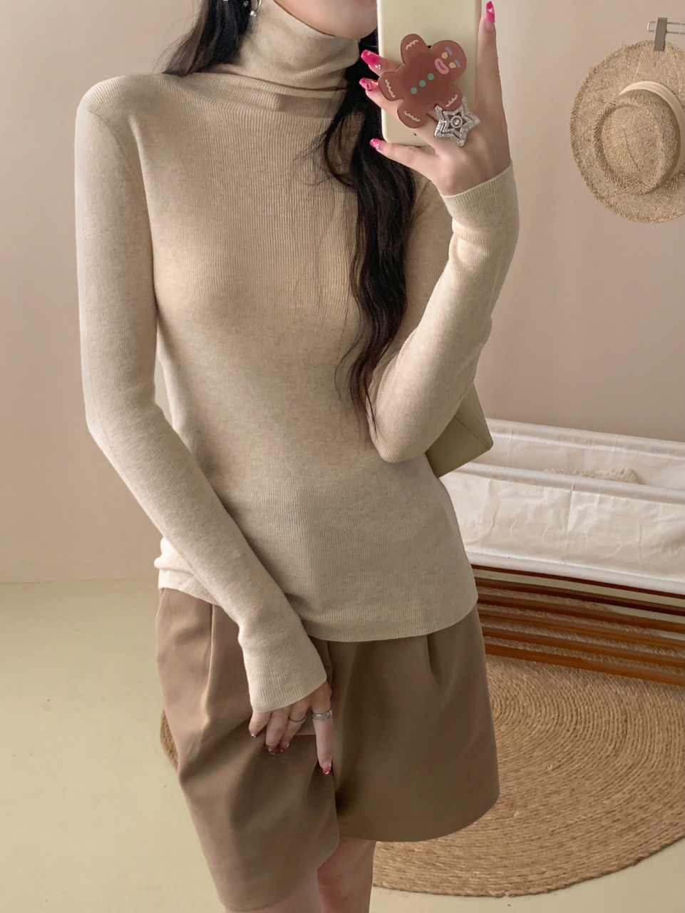 新款高领百搭纯色气质修身显瘦长袖针织衫