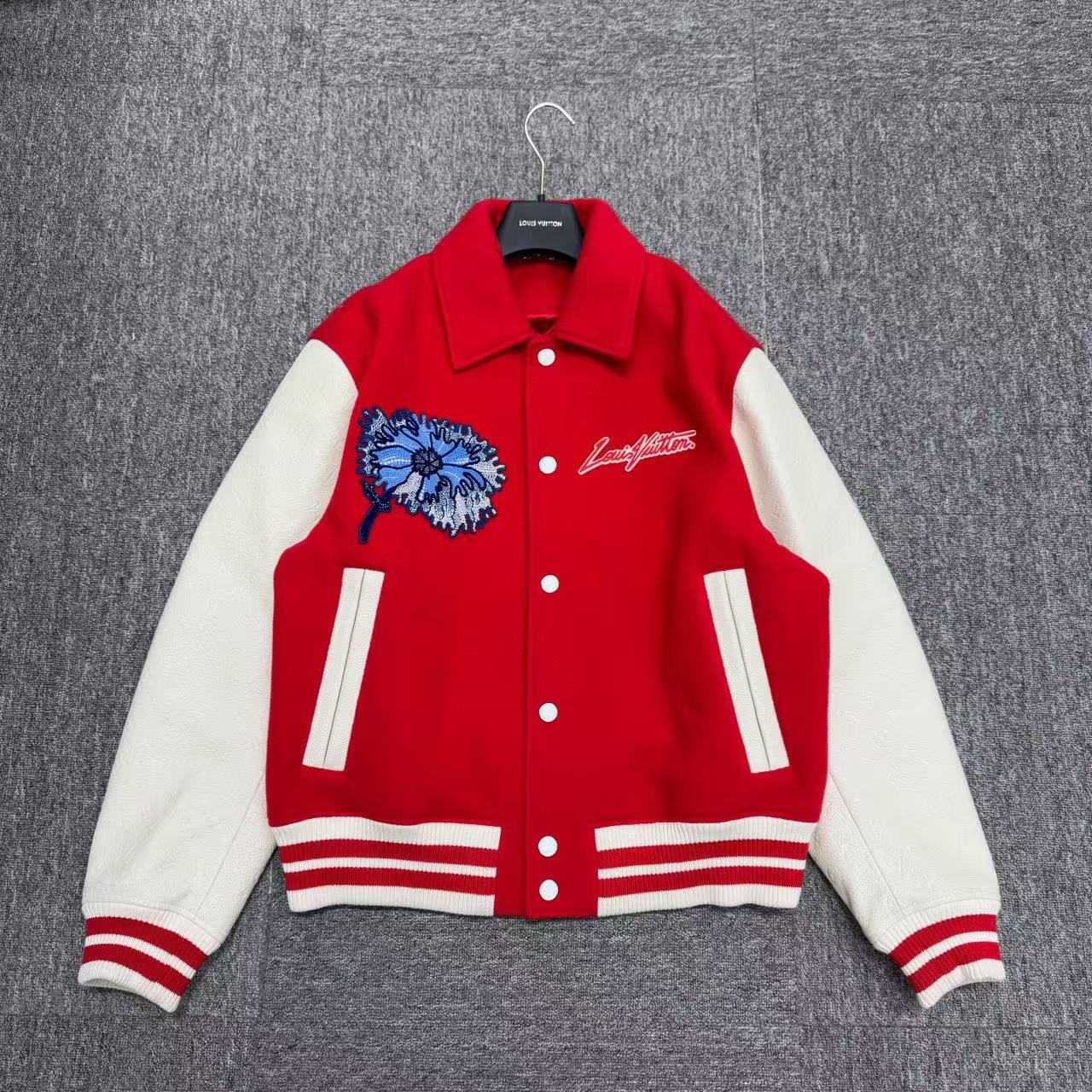99新 LouisVuitton/路易威登 刺绣图案拼皮棒球服夹克/12161
