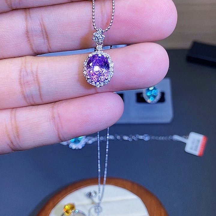 颈饰银S925镶嵌碧玺