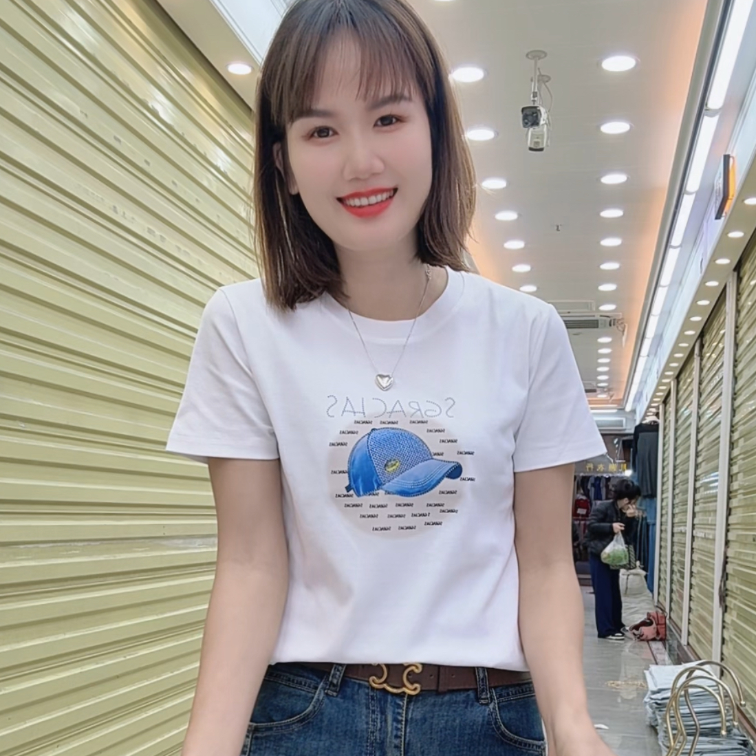 0207款时尚潮流女装新款短袖百搭休闲棉料圆领T恤夏季显瘦修身