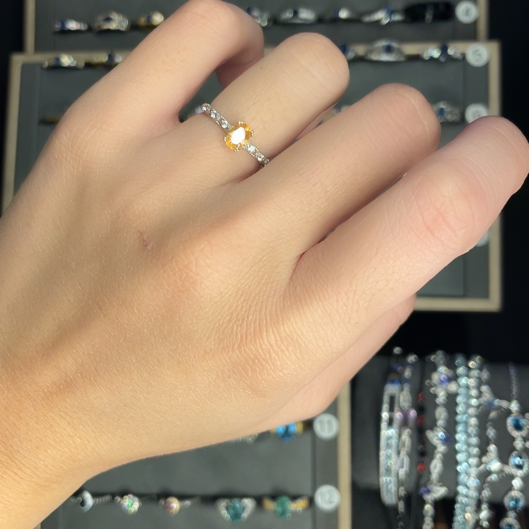 石榴石（芬达石）戒指银S925镶嵌