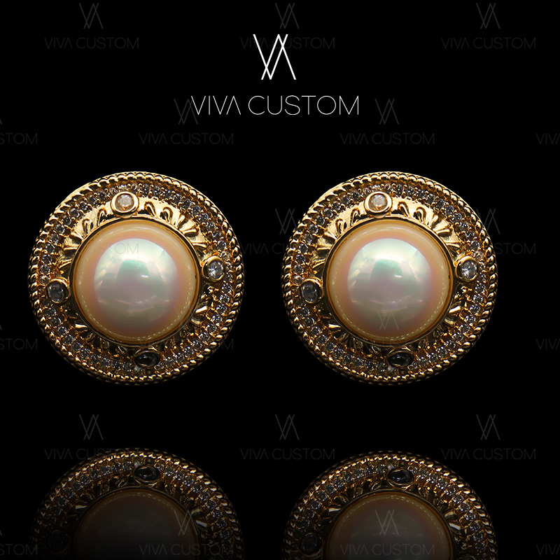 铜合金耳饰 复古圆盘珠珠耳钉