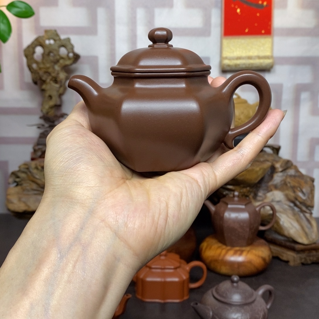 j***k紫砂茶壶紫砂茶具老紫泥六方莲子