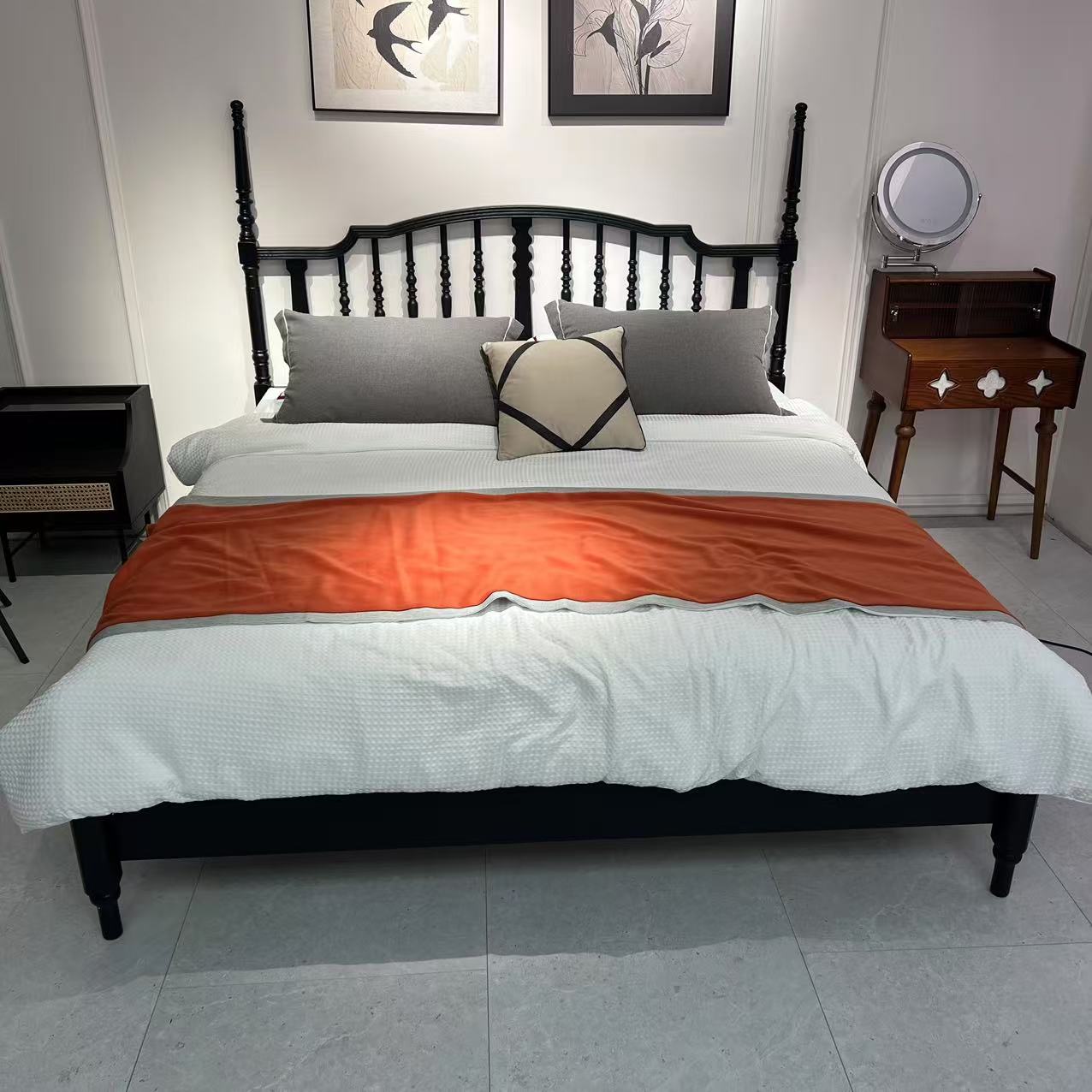 【温莎床·羊羊力荐】法式复古全实木床黑色温莎床