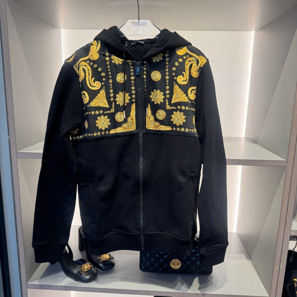 未使用 VERSACE/范思哲 俩周回国/男士开衫巴洛克风格卫衣