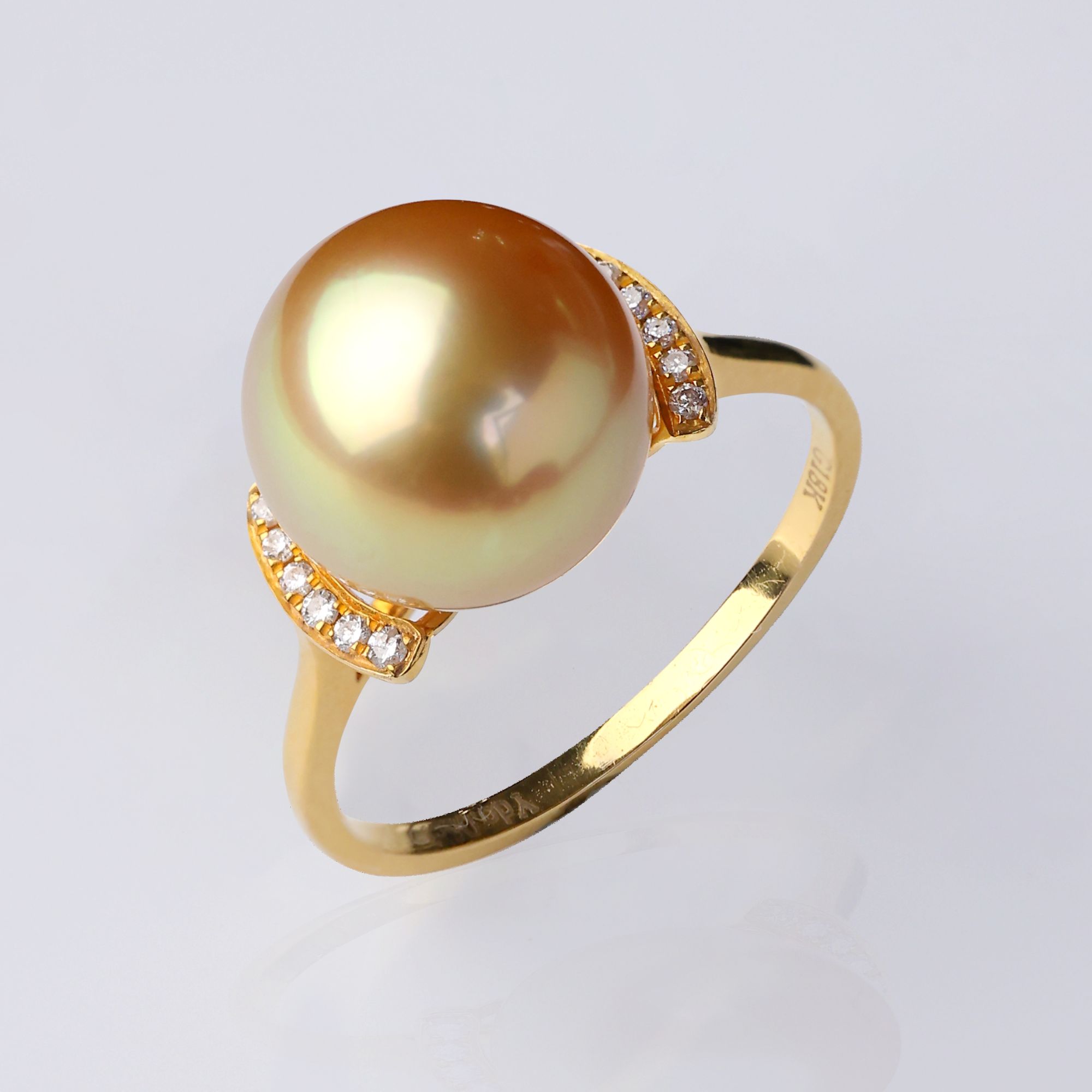 18K金钻石睫毛款南洋金珠海水珍珠戒指11-12MM轻奢百搭多样性发一