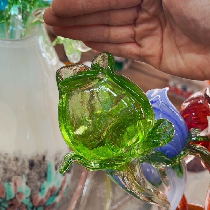 玻璃冰绿玫瑰 花瓶家悦美居