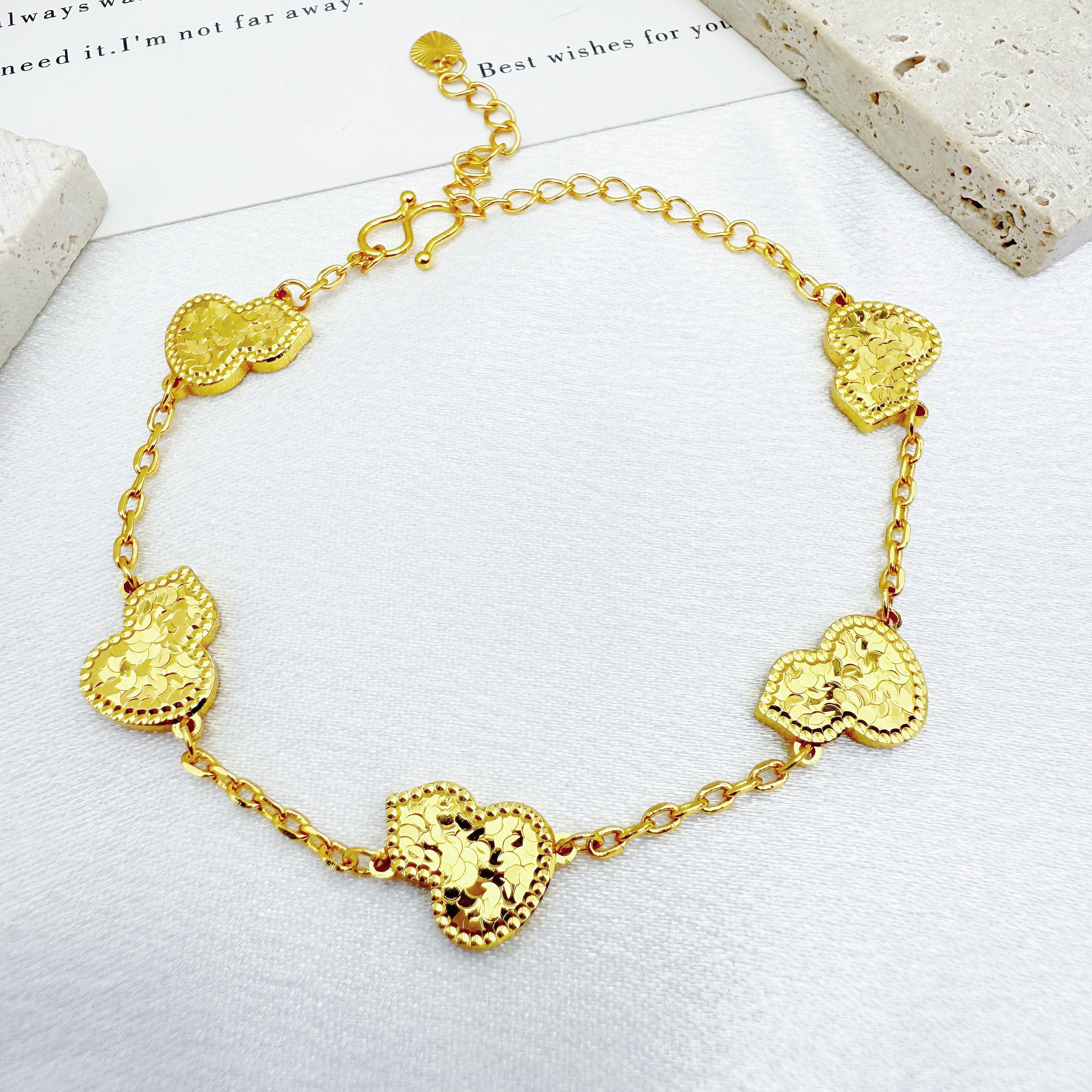 铜合金手链 XJ3-1030复古宫廷风金色葫芦手链