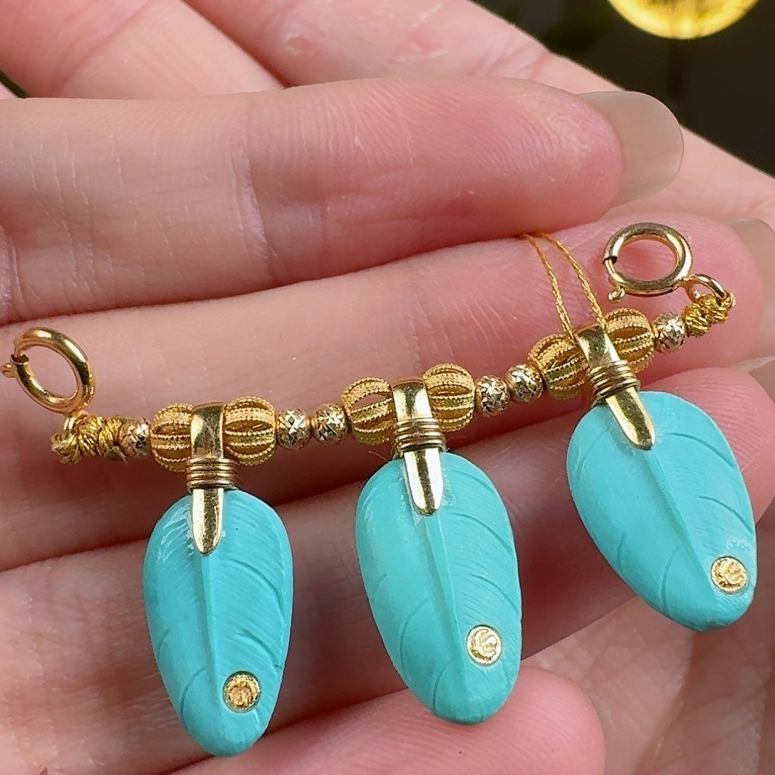 绿松石珠宝奇石18K金镶嵌