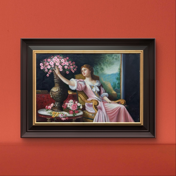 壹画廊艺术品手绘欧式人物油画适合客厅卧室玄关装饰挂