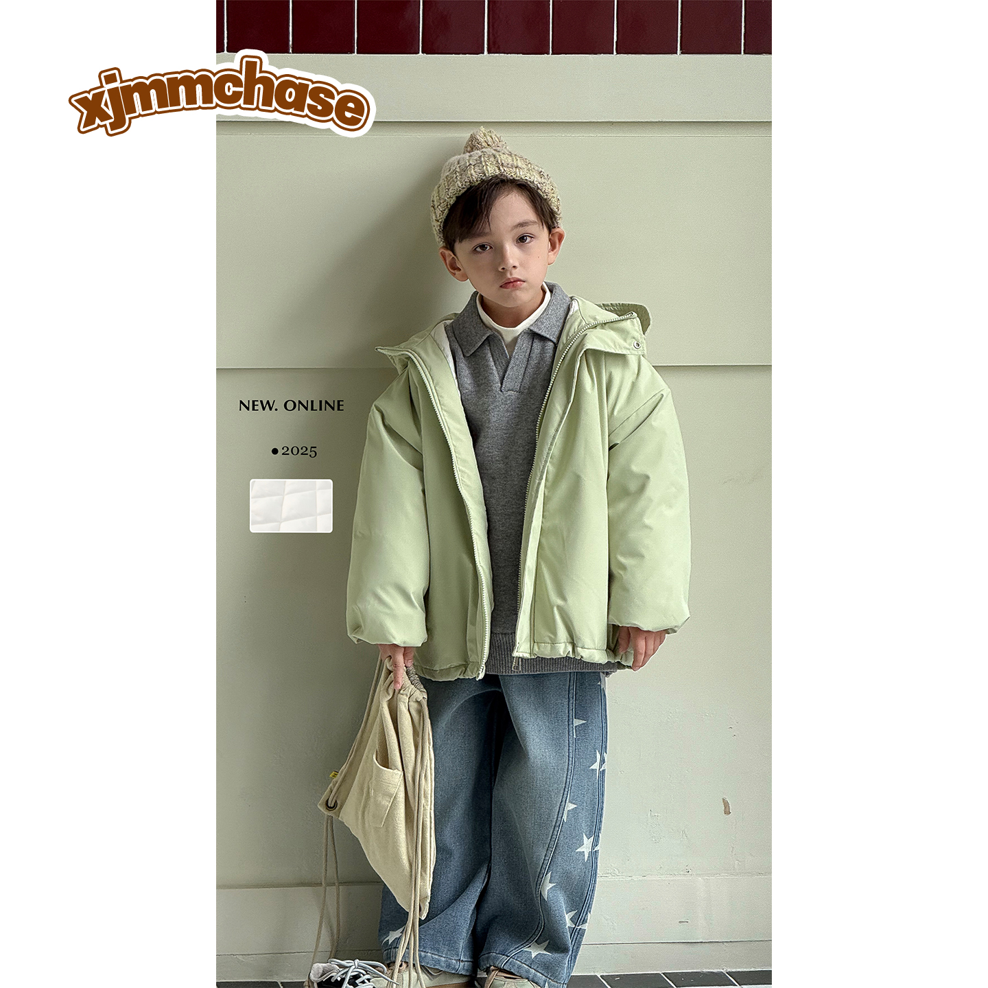 虾酱麻麻男童棉服冬装2025新款男孩棉袄洋气加厚保暖儿童连帽外套