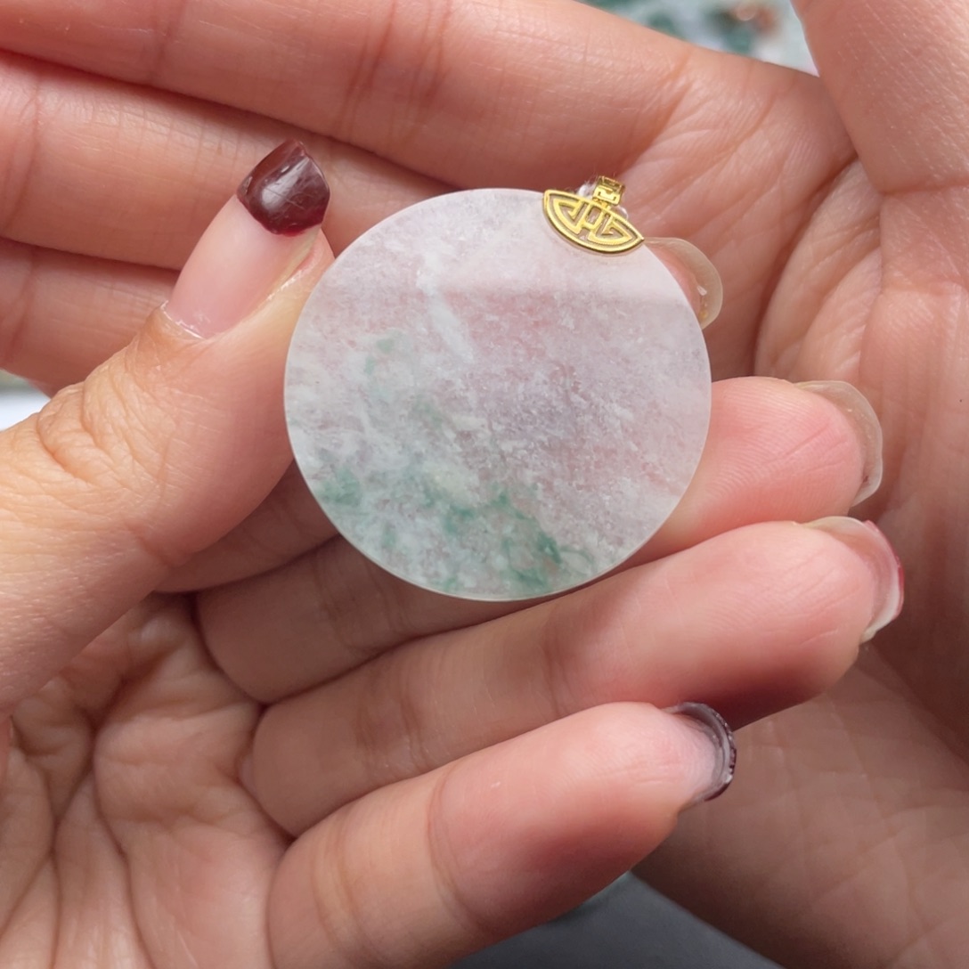 翡翠套链18K金镶嵌纯天然a货缅甸翡翠包邮