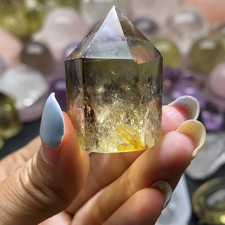 水晶珠宝半成品未镶嵌21茶黄水晶柱