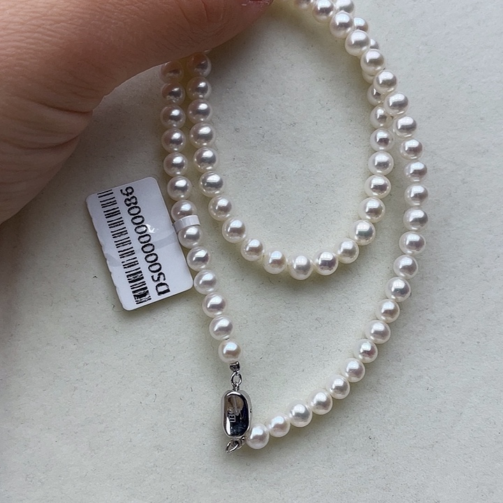 淡水珍珠银S925镶嵌颈饰卡5➕高品极光白炫彩