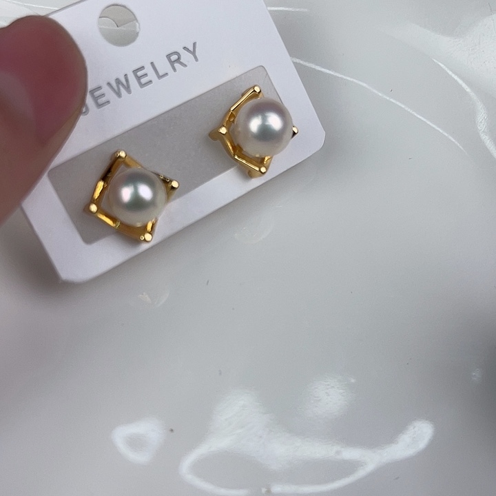 淡水珍珠银S925镶嵌天然珍珠