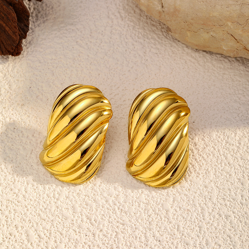 不锈钢耳饰 不锈钢几何耳钉时尚个性耳饰电镀轻奢钛钢饰品94