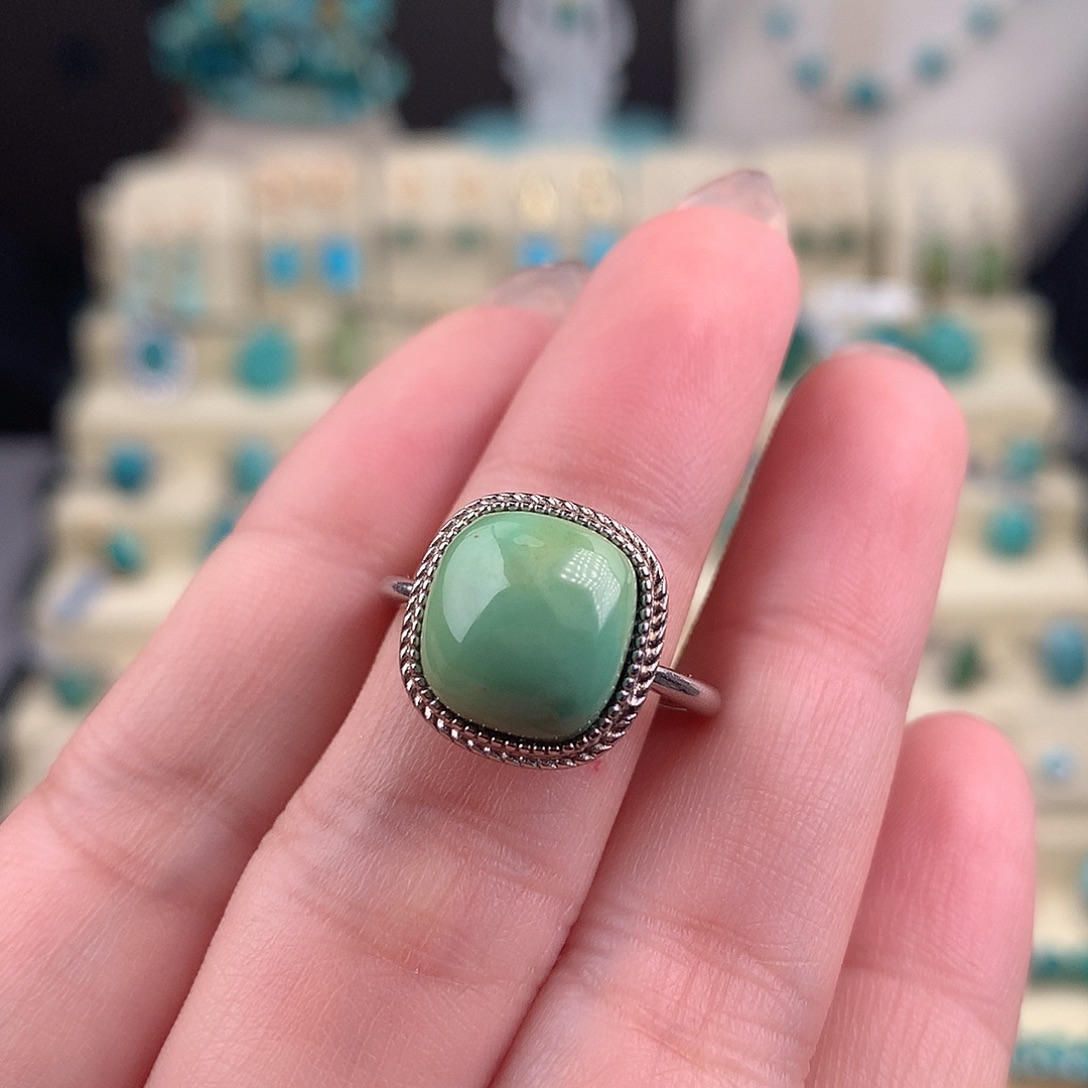 绿松石银S925镶嵌戒指
