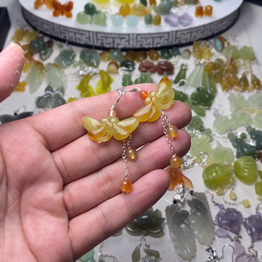 蛇纹石玉合金耳饰/颈饰