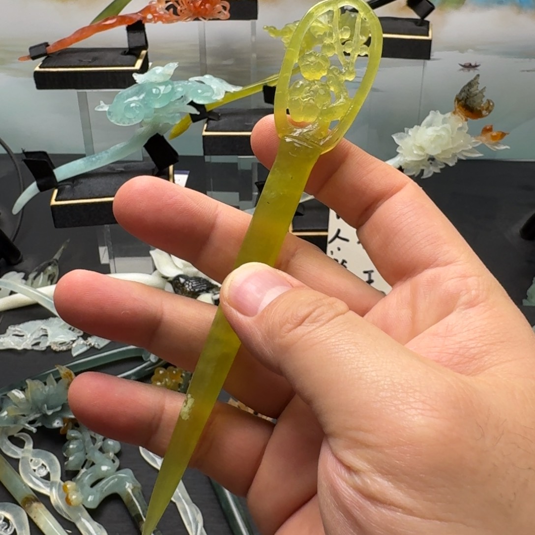 岫玉发饰未镶嵌明君玉簪就是好看