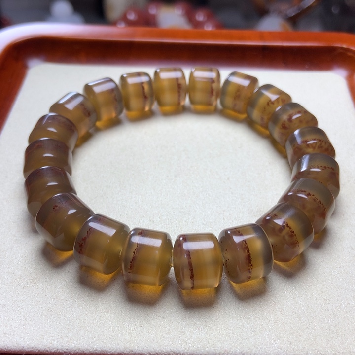 玛瑙/玉髓手串未镶嵌香槟冰紫砂一线