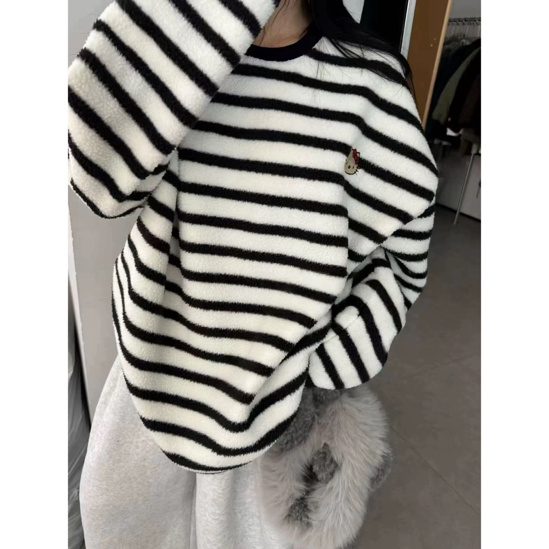 【土豆优选】洋气条纹慵懒风加厚卫衣