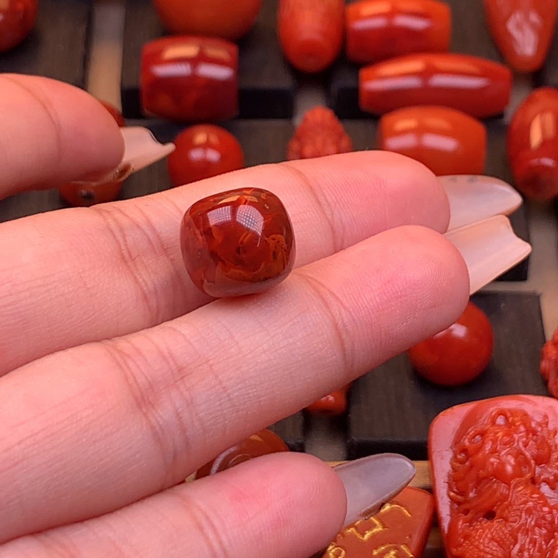 南红玛瑙未镶嵌川料瓦西原矿老型单珠12.2mm