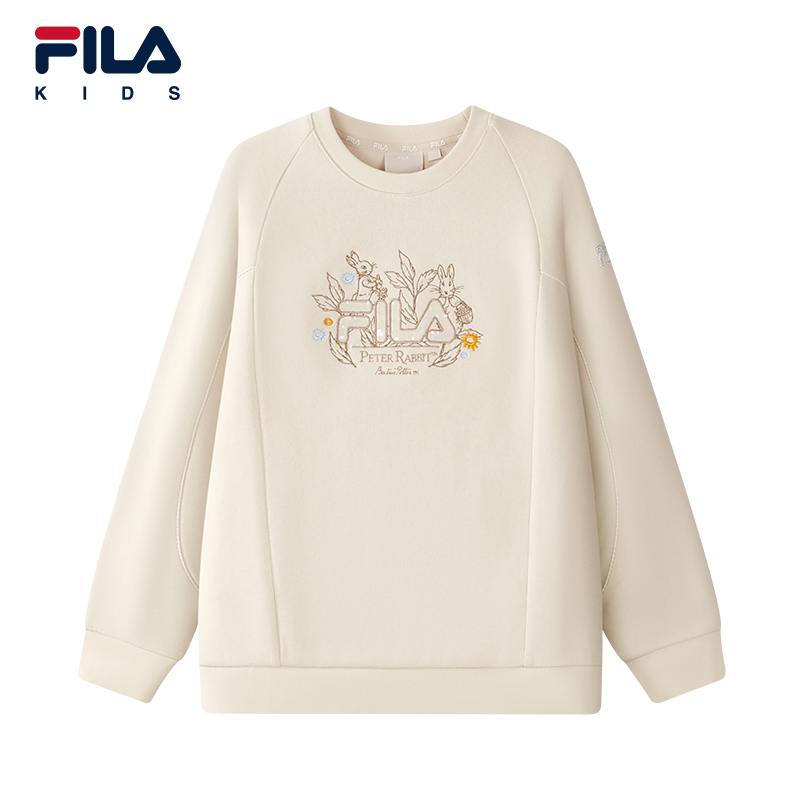 【彼得兔联名】FILA斐乐儿童冬季新款女大童时尚休闲套头卫衣K12G54