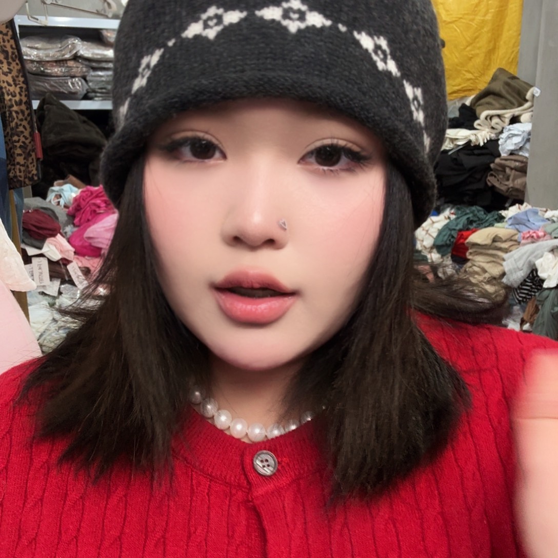 灰色花花针织冷帽