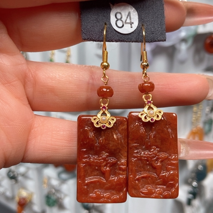 【闪购商品】翡翠耳饰银S925镶嵌优化耳饰