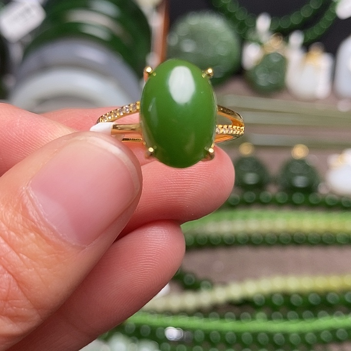 和田玉银S925镶嵌戒指