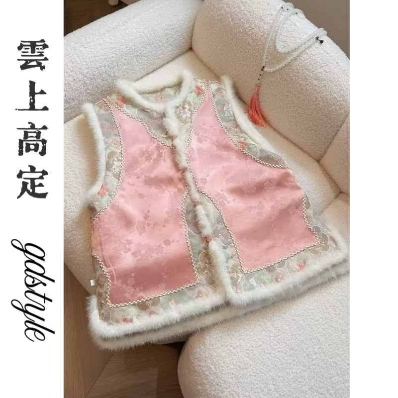 高定系列【小马驹】宋锦拼水貂毛双面双穿高级感上衣