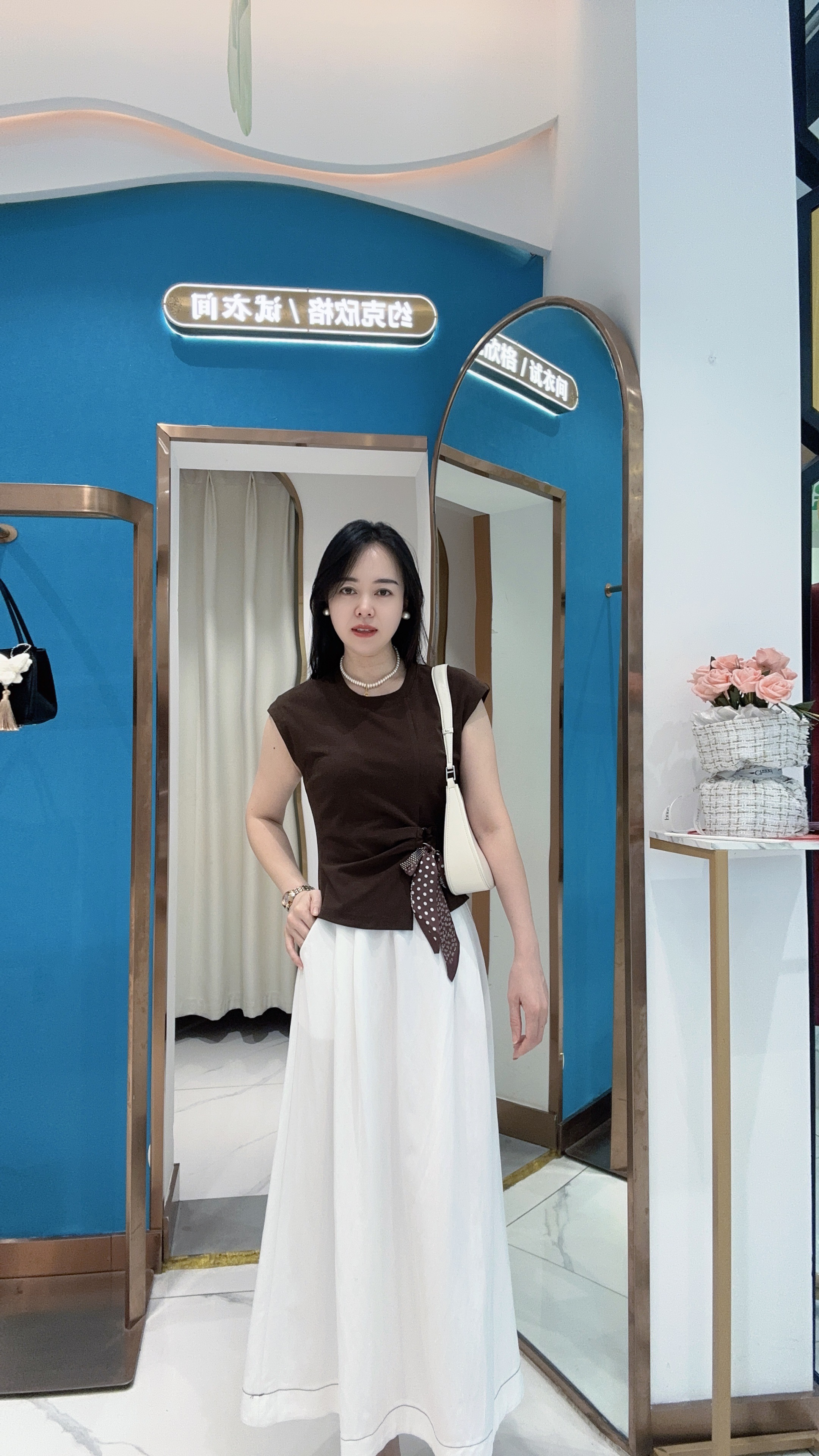 夏季女装复古无袖半身裙套装